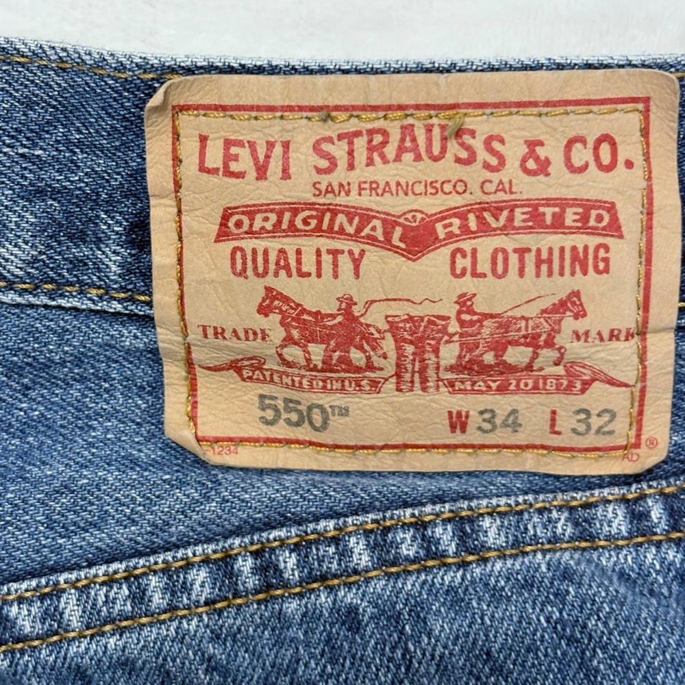 Levis 550 Relaxed Fit Tapered Leg Blue Denim Jeans Mens 34x32 Medium Wash - Picture 7 of 9